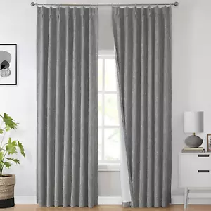 Charcoal Grey Pinch Pleated Full Blackout Curtains Room Darkening Window Curtain - Picture 1 of 8