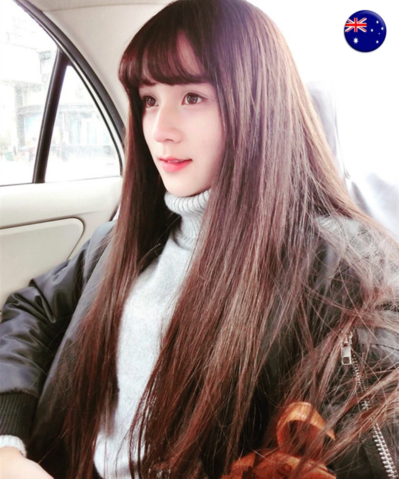 Women Girls Lady Natural Curl Fringe Cosplay Costume Party Long Full Hair Wigs  - Image 1 of 4