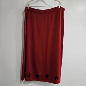 Quacker Factory Plus Size 2X Red Patriotic Stars Maxi Knit Skirt A59301 - Picture 1 of 8