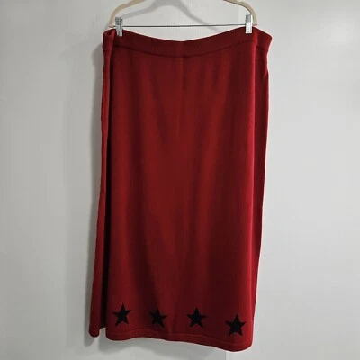 Quacker Factory Plus Size 2X Red Patriotic Stars Maxi Knit Skirt A59301 - Image 1 of 4