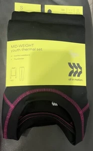 NWT Girls' 2 piece Thermal Set - All in Motion Black with Purple S 6/7 - Picture 1 of 4