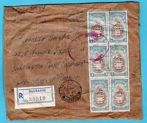 BARBADOS R cover 1955 St Lawrence to Huntington Park, USA - Picture 1 of 2