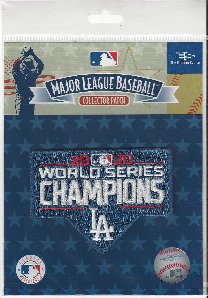 2020 Los Angeles Dodgers World Series Champions Jersey Patch in Pkg 4" x 2 3/4" - Image 1 of 1