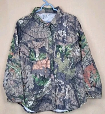 Hunters Choice Mossy Oak Camo Men's Button Up Shirt 100% Cotton EUC Sz XL - Image 1 of 4