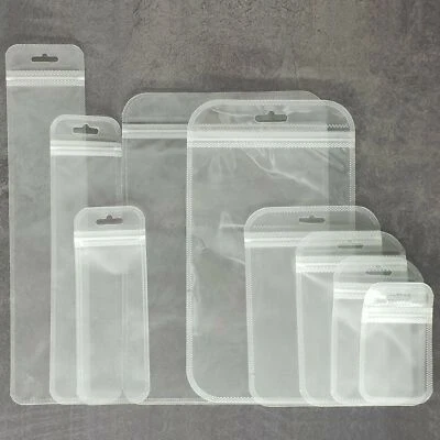 200 Half Glossy Matte Reclosable Plastic Poly Bags Zip Seal Hang Hole 2.36 MIL - Image 1 of 4