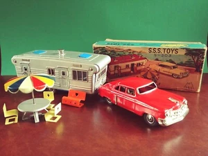 Seltener SSS Japan Cadillac House Trailer Set Blechspielzeug mit OVP - Bild 1 von 16