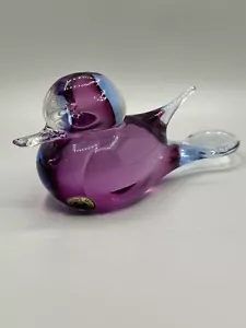 Murano Glass Made In Italy Purple/Blue Duck-Bird with Label! - Picture 1 of 13