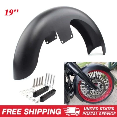 Matte Black Wrap 19" Front Fender Mudguard Fit for Harley Touring Electra Glide Foto 1 de 4