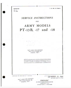 129 Page PT-13B PT-17 PT-18 Primary Trainer Service Instructions Manual on CD - Picture 1 of 12