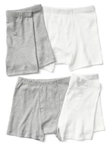 New Gap Kids 4 Pack Boxer Briefs Underwear 6 7 8 10 12 14 NWT White Gray Boys