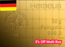 1 Gram Gold Bar - 999.9 Fine Bullion - Pure 24ct Gold Bar - Heraeus German Made