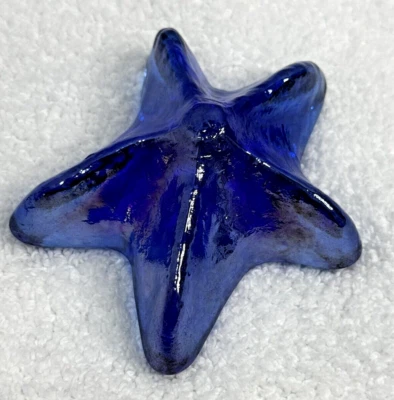 Cobalt Iridescent Blue Glass Starfish Paperweight 4" Beautiful! No Chips - Image 1 of 3