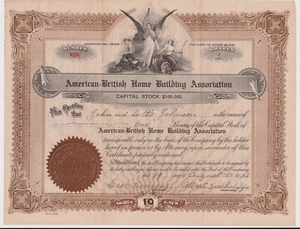 American-British Home Building Association Certificado de Stock Pawtucket R.I. - Imagen 1 de 1