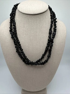 Collar pepita de plata esterlina doble hilo calcedonia negra Jay King Foto 1 de 4