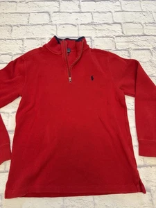 Polo Ralph Lauren Maglione Ragazzo Grande (14-16) Rosso 100% 1/4 Zip Pullover - Foto 1 di 6