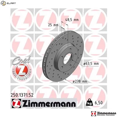 2x BRAKE DISC 250.1371.52 FOR FORD FOCUS/III/Turnier C-MAX M1DC/M1DA/M1DD 1.0L - Image 1 of 4