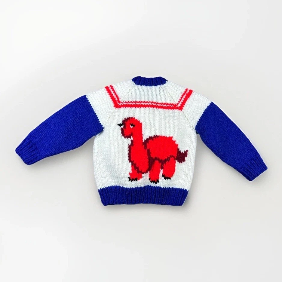 Vintage Kids Cowichan Dinosaur Sweater Cardigan Full Zip 14x16 - Image 1 of 4