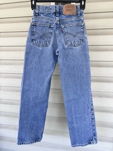 Vtg Levis 550 Relaxed Fit Slim Youth Size 10 White Paper Tag 22x24.25”-measured - Picture 1 of 12