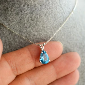Deslumbrante topacio azul piedra preciosa 925 plata esterlina hecho a mano... - Imagen 1 de 3