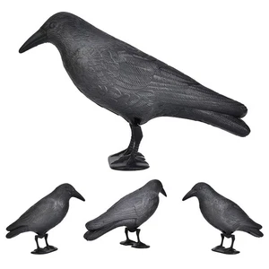 Crow Decoys Statue Simulation Crow Hunting Baits Tool For Park Garden Decor | - Picture 1 of 10