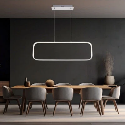 Lampada A Sospensione Rettangolare In Metallo Opaco LED Con Cornice H 120Cm - Immagine 1 di 4