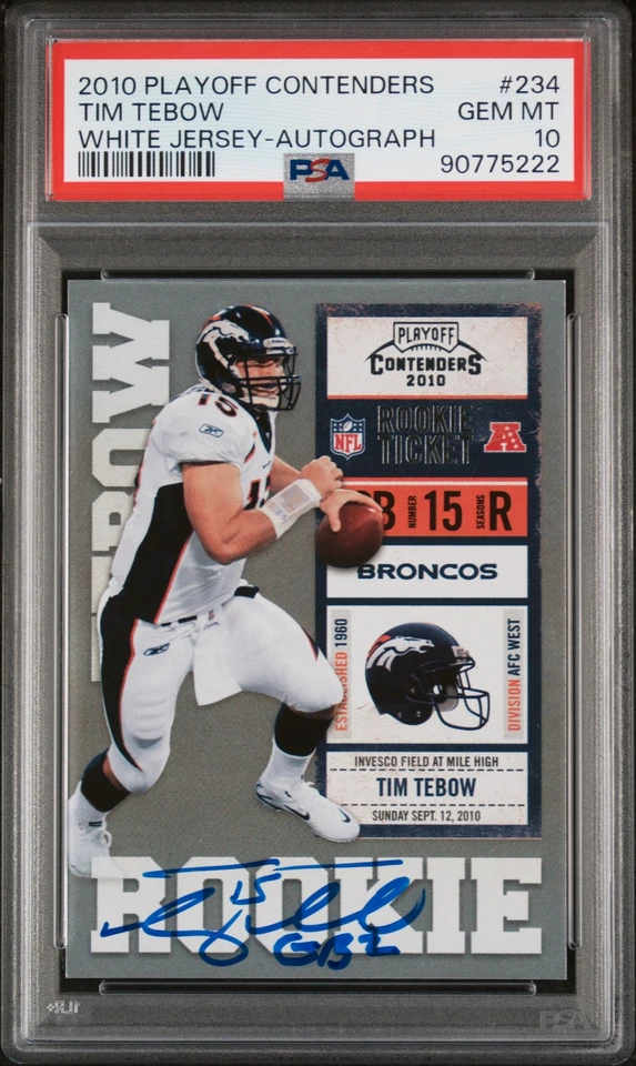 2010 Playoff Contenders #234 Tim Tebow Inscription Rookie RC Auto PSA 10 - Image 1 of 2
