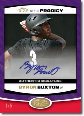 BYRON BUXTON 2012 Rize Rookie Autograph PURPLE Auto PRODIGY RC #/5 - Imagem 1 de 2