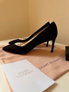 Stuart Weitzman ANNY70 PUMP Stiletto Black Suede SIZE 5.5 highheels womens shoes