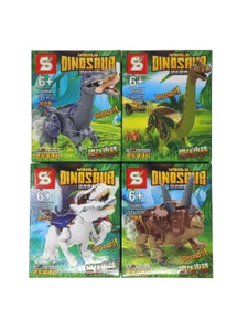 4 Dinosaur Figure and Men T Rex Blocks Fit Le-go Toy Gift 4 BOXES - Picture 1 of 5