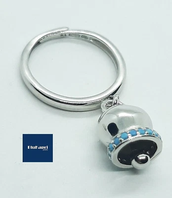 Anello con CAMPANELLA capri liscia con zirconi azzurri. anello donna argento 925 - Immagine 1 di 4