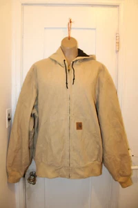 CARHARTT Giacca con cappuccio uomo 2XL J06 BAGNATA beige trapuntata ricamata vintage anni 90 - Foto 1 di 13