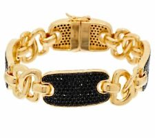 QVC Bronze  Black Crystal Spinel Status Link Bracelet by Bronzo Italia $199