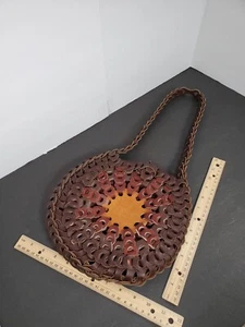 60er Hippie Gewebte Geflochtene Lederstreifen Schultertasche Festival Club Bauernhof Mädchen - Bild 1 von 12