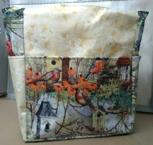 Cartera grande/bolso de proyecto hecho a mano 14x16 Birdhouse Birds Garden Wildlife Flowers - Imagen 1 de 8