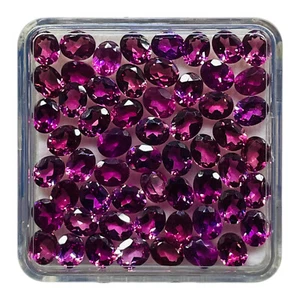 50 Pcs Natural Rhodolite Garnet 5x4mm Oval Cut Loose Untreated Gemstones Lot - Bild 1 von 9