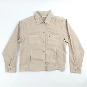 Fresh Produce Womens Button Up Shirt Large Khaki Long Sleeve Cotton USA Made L - Picture 1 of 12
