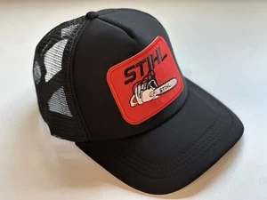 STIHL Brand Black Trucker Hat SnapBack NEW - Picture 1 of 3