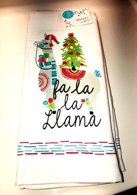 Jingles & Joy **HOLIDAY SANTA FLAMINGO** Set of 2 Dish Tea Towels NWT