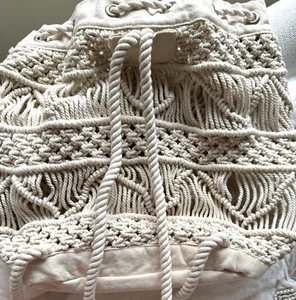 Urban Outfitters Macrame Backpack MSRP: $68 EUC Boho Tote Beach Bag - Picture 1 of 7