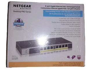 Netgear GS108PP 8-portowy 120W PoE+ Przełącznik niezarządzalny Flex Mount Bez wentylatora NOWY w opakowaniu - Zdjęcie 1 z 6