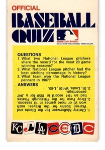1972 Fleer Official Major League Patches Baseball Quiz Card - Picture 1 of 2