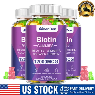 180 gomitas para piel y uñas para cabello - Apoya el cabello sano - Vitaminas de biotina veganas Foto 1 de 4