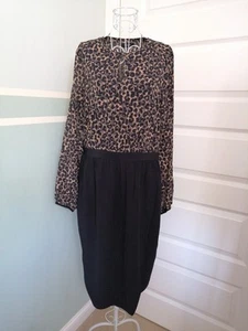 M&S Autograph Womens Dress Long Sleeve Knee Length Wrap Style Size 14 Black Mix - Picture 1 of 16