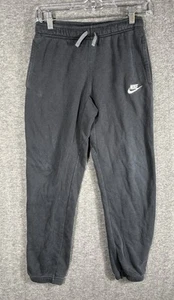 Nike Sweatpants Youth Sz L Black Fleece Joggers Pockets Embroidered Just Do It - Picture 1 of 7