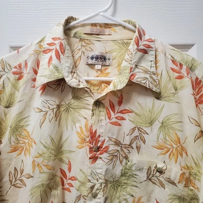 Campia Hawaiian Aloha L Large Yellow Green Orange Tropical Leaves - Image 1 of 4