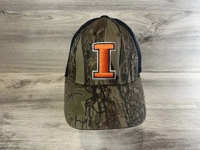 Captivating Headgear University Of Illinois SnapBack Hat Cap Mesh Camo Black - Image 1 of 4