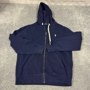 Vintage Polo Ralph Lauren Hoodie Sweatshirt Mens Large Blue Zip Thermal Hood - Picture 1 of 8