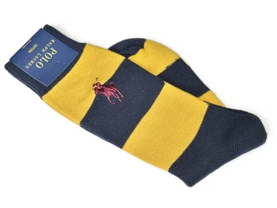 AUTÉNTICO POLO RUGBY RAYAS RALPH LAUREN * AZUL MARINO/ORO * ALGODÓN PARA HOMBRE 10-13 Foto 1 de 3