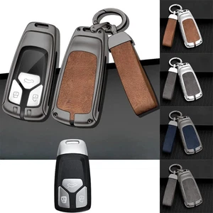 For Audi A4 A5 S4 S5 Q5 TT RS B9 Q7 M4 Zinc Alloy TPU Leather Car Key Case Cover - Picture 1 of 17