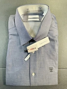 Calvin Klein Herren STAHL Slim Fit Bügelfrei Performance Grau Gr. 17,5 34/35 - Bild 1 von 8